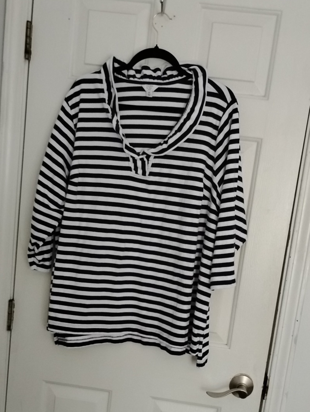 crown & ivy Dark Blue, Pink and White Striped Notch-Neck Long Sleeve Tee